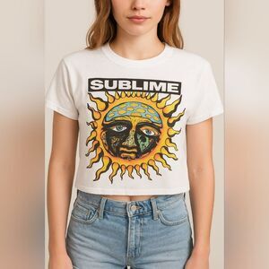 2006 Sublime Sun Face Band Tee White Size Small Y2K Reggae Rock Surf Punk